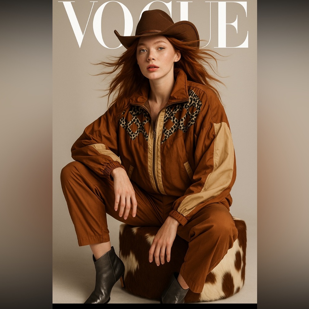 100% silk - Brown Women's Jumpsuit with Leopard Print